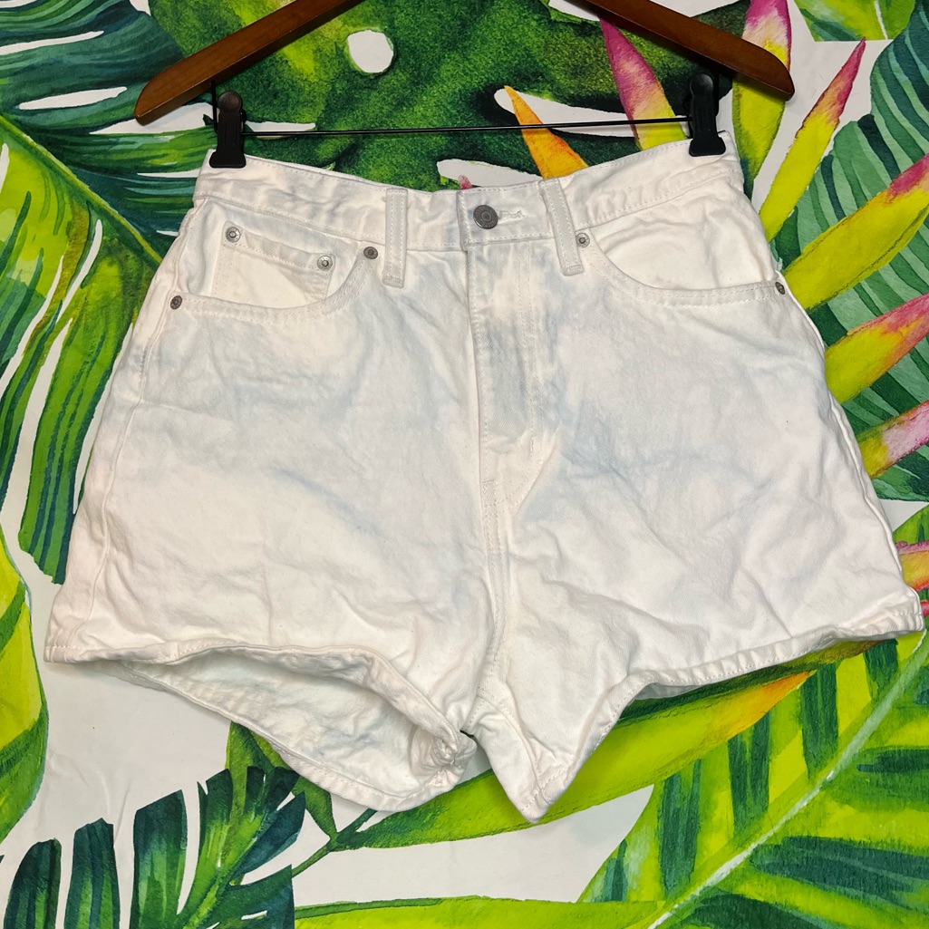 Levi’s 27/28 White Blue Tie Dye High Loose Denim Summer Casual Shorts